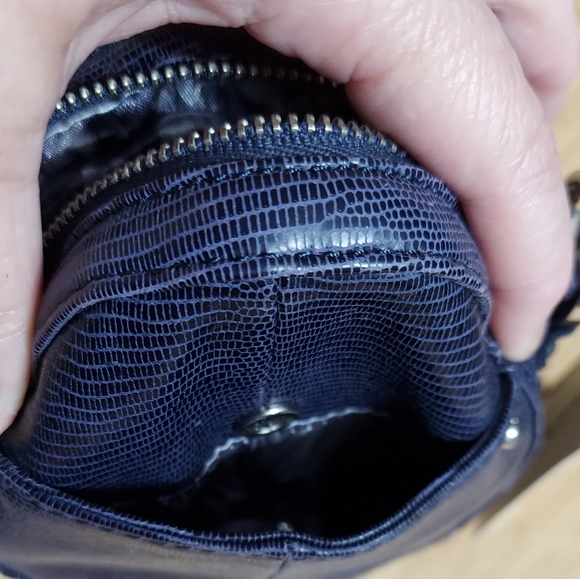 Junior Drake Italian Leather, Micro Cross Body Bag (Violet Ember, Blue Colo… - Picture 6 of 12